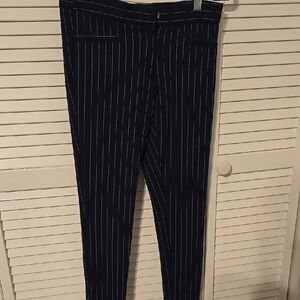AMANDA & CHELSEA Womens Petite Blue and White Pinstripe Dress Pants NWOT